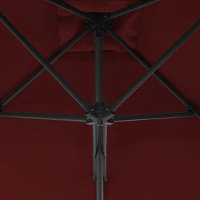 bordóvörös kültéri napernyő acélrúddal 250 x 250 x 230 cm