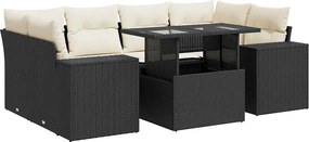 vidaXL 7 részes fekete polyrattan kerti ülőgarnitúra párnával