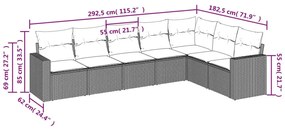 7 részes barna polyrattan kerti ülőgarnitúra párnákkal