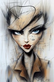 Vászonkép Canvas Portré Nő Művészeti Vázlat Modern 80x120