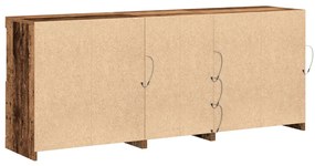 szekrény LED lámpákkal Régi fa 162x37x67 cm Fából készült