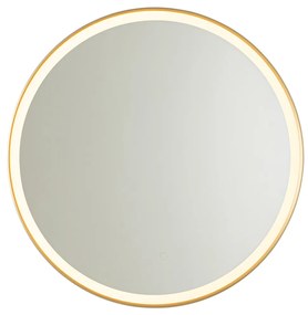 Fürdőszobai tükör arany 70 cm LED-del, 3 lépésben dimmelhető, érintőgombos, kerek - Miral