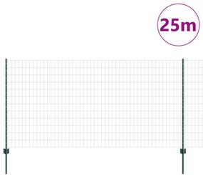 Euro Kerítés Szett 2 db Zöld Porszórt Acél 25 x 1,2 m Tartós