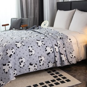 Ágytakaró mintás PANDA szürke Méret: 170 x 210 cm