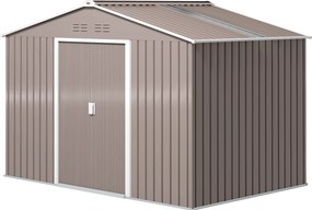 Outsunny Eszköztároló 4,9 m², Kerti Sátor Párkányos Tetővel, Kicsúsztatható Ajtóval, Alapzattal, 277 x 195 x 192 cm, Horganyzott Acélból Készült, Időj