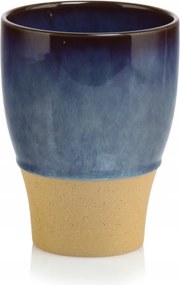 Mázas sötétkék kerámia kaspó 13x17 cm fényes fedő 1 db