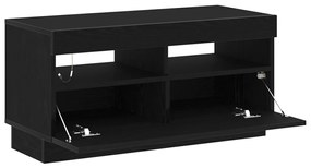LED világításos TV szekrény - Fekete tölgy, 80x35x40 cm, Mérnöki fa