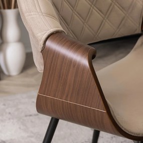 DAKOTA bársony szék bézs / dió színben