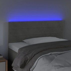 világosszürke bársony LED-es fejtámla 80 x 5 x 78/88 cm