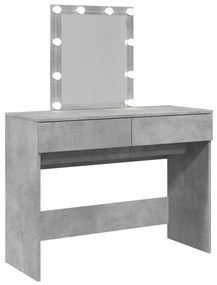 betonszürke fésülködőasztal LED-del 100 x 40 x 130 cm