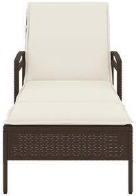 Barna polyrattan napozóágy párnával 63x200x81 cm