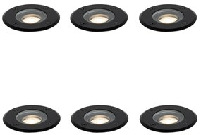 6 db modern kültéri talajszpotlámpa szett fekete 35 mm állítható IP65 - Delux