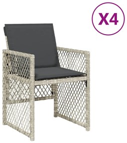 vidaXL 4 db világosszürke polyrattan kerti szék párnával