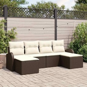 vidaXL Kerti Kanapé Szett párnával 6 pcs Barna Poly Rattan
