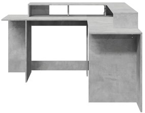 betonszürke szerelt fa íróasztal LED-világítással 152x152x91 cm