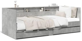betonszürke kanapéágy fiókkal matrac nélkül 90x190 cm
