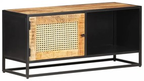 nyers mangófa és természetes nád TV-szekrény 90 x 30 x 40 cm