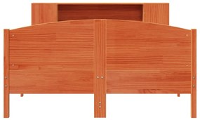 barna tömör fenyőfa könyvespolcos ágy matrac nélkül 120 x 190cm