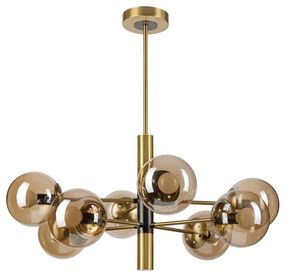 Csillár rúdon ROLLO 8xE14/5W/230V arany/füstös bézs