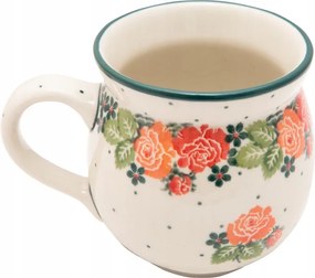 Cseh Bögre Hordó 330 ml Művészi kerámia Bolesławiec 2120 Virágok