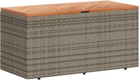 vidaXL szürke polyrattan és akácfa kerti tárolóláda 110 x 50 x 54 cm