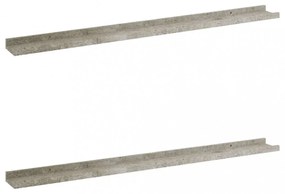 2 db betonszürke fali polc 100 x 9 x 3 cm
