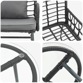 Kert étkező szett 3 pcs Fekete és Antracit Poli rattan és acél