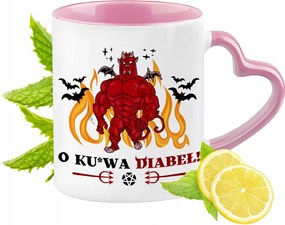 Vicces Rózsaszín Bögre Szív Alakú Füllel Ajándék