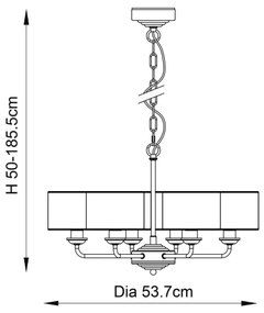 Endon 94381 - Csillár láncon HIGHCLERE 6xE14/28W/230V szürke/fényezett króm