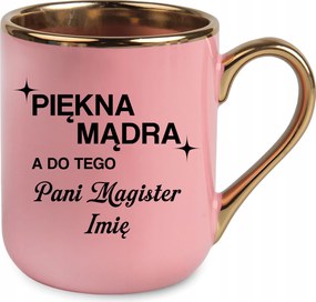 Rózsaszín Bögre Hölgyeknek Mester ajándék tanárnőnek Születésnap +név