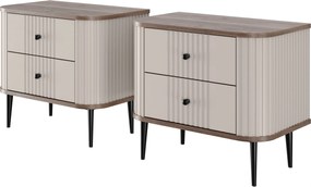 Vesper éjjeliszekrény készlet 56 cm - kasmír / diófa / fekete lábak