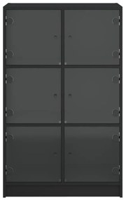 fekete szerelt fa magasszekrény ajtókkal 68 x 37 x 109 cm