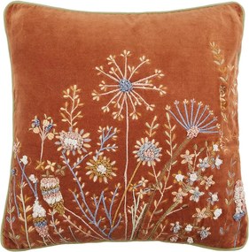 BOHEMIAN párna virágokkal, terrakotta 50 x 50 cm