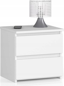 Éjjeliszekrény CL2 fehér dohányzóasztal 40cm 2fiókos Akd