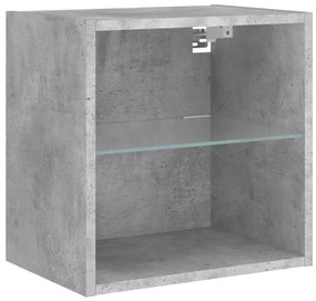 betonszürke falra szerelhető éjjeliszekrény LED lámpákkal