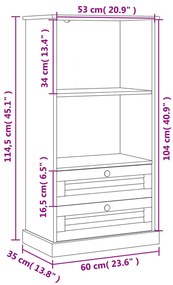 VIGO tömör fenyőfa könyvespolc 60x35x114,5 cm