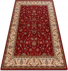 Gyapjú Szőnyeg Nappaliba Omega 100x150 Aries rubin Keret Virágok #OM376