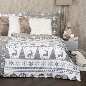 4Home Christmas Time flanel ágyneműhuzat, szürke, 220 x 200 cm, 2 db 70 x 90 cm