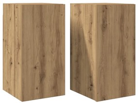 2 db kézműves tölgy színű szerelt fa TV-szekrény 30,5x30x60 cm