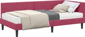 vidaXL Sarok Ágykeret Matraccal Egyéb fejtámlával 2 pcs Zöld Bársony