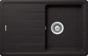 Schock Element D-100S konyhai mosogatótálca Cristalite Nero 780 x 500 mm, gránit, megfordítható, hagyományos beépítés, fekete