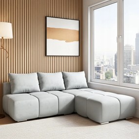 Szürke Összecsukható Sarokgarnitúra Nappaliba, Alvás Funkcióval Honey Mini