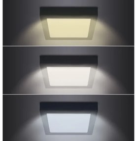 Solight WD175-B- LED Mennyezeti lámpa LED/24W/230V 3000/4000/6000K fekete szögletes