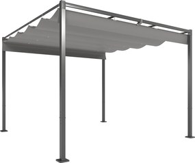 Outsunny behúzható pergola 3 x 3 m — 180 g/m² UV-álló poliészter, mágneses rögzítés, porfestett acélváz, szürke | Aosom