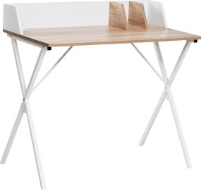 Számítógépasztal, világos tölgy/fehér, PSALMO