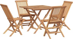 vidaXL 5 részes tömör tíkfa kerti étkezőgarnitúra