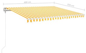 sárga-fehér szélérzékelős és LED-es napellenző 400x350 cm
