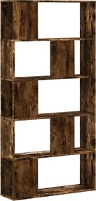 vidaXL 5 szintes füstös tölgy színű fa könyvespolc 80,5x23,5x162,5 cm