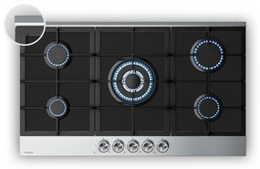 Klarstein Verosteel gázfőzőlap, 5 égőfej, elektromos gyújtás, földgázzal és LPG-vel kompatibilis, 10400W, 90cm