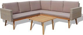 vidaXL 4-részes szürke polyrattan kerti bútorszett párnákkal